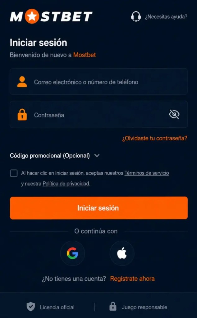 Mostbet login: formulario oficial con correo y contraseña para Colombia